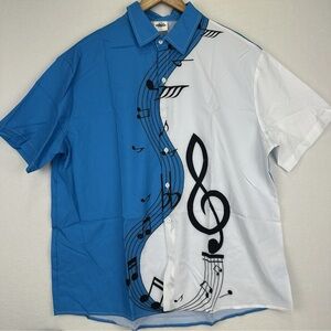 Catch the Waves 2021 Music Note Short Sleeve Button Shirt Size Extra Large XL